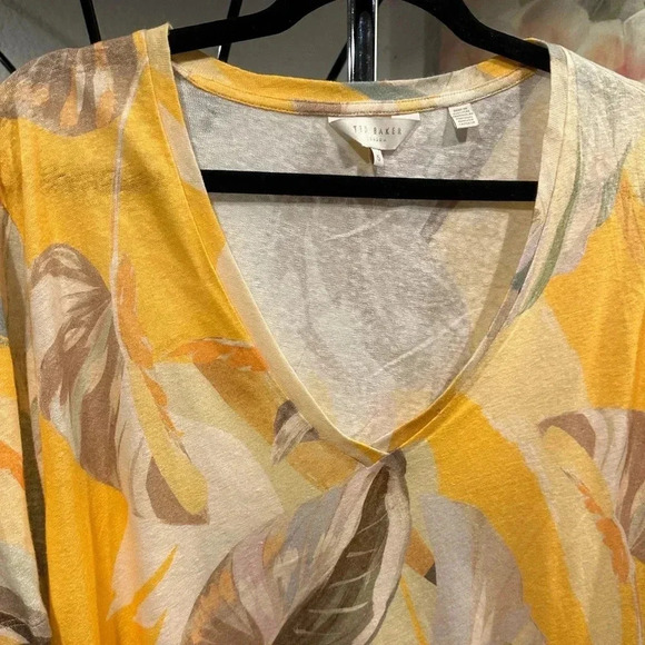 Ted Baker Pera Linen-Blend T-Shirt Women's size 5 - Picture 7 of 13